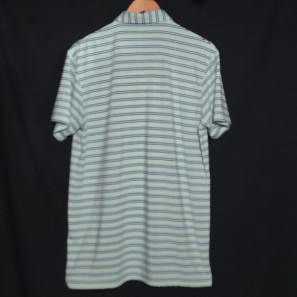 Fish Hippie Performance Polo - Green Blue Striped - Sz M* - Picture 5 of 5
